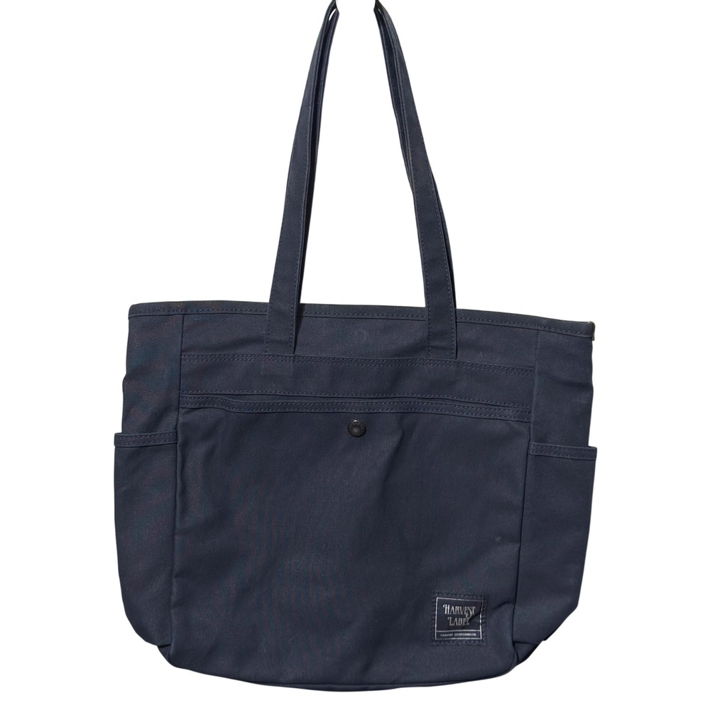 Harvest Label Tote Bag Navy Blue Canvas Utility Made in Japan Multi-Pocket